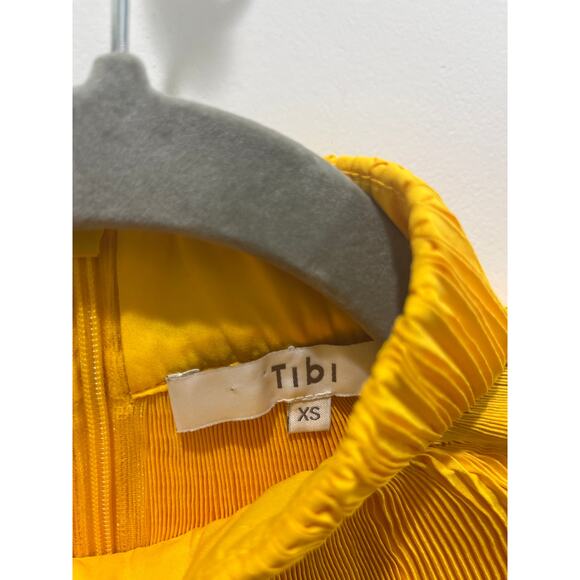 TIBI Pleated Cropped High Neck Top in Sunday Yellow Sz XS - Picture 8 of 10